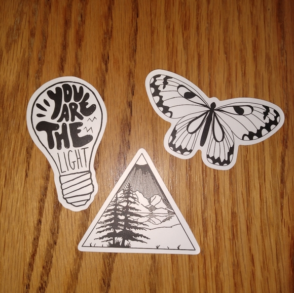 3 black & white professionally made stickers, NEW never used.  Set 12 - Picture 1 of 3